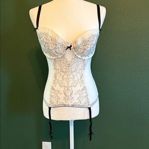 Victoria's Secret Ivory and Black Lace Corset